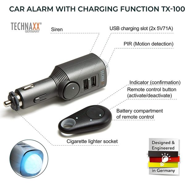 Technaxx car Alarm with Charging Function TX-100 - Hình ảnh 2